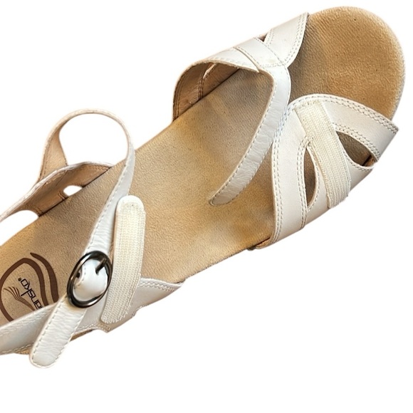 Dansko Season White Leather Adjustable Buckle Platform Sandals US 10.5-11/EU 41 - Picture 14 of 16